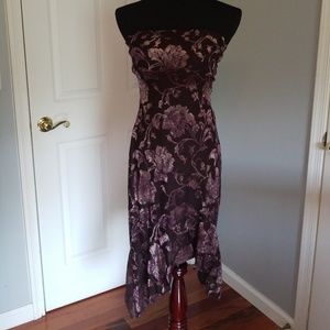Beautiful Velour Flowered Strapless Dress